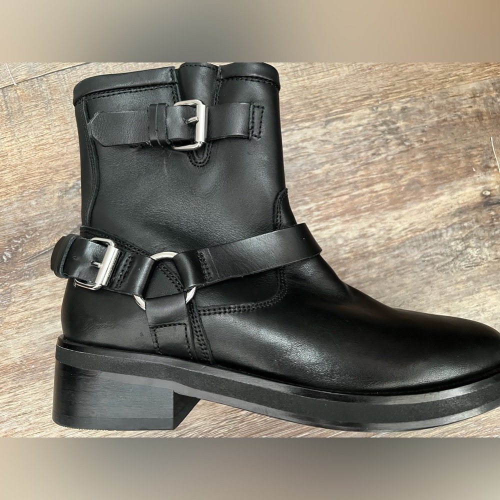 All Saints lug leather boot with silver hardware and leather straps - Picture 1 of 5